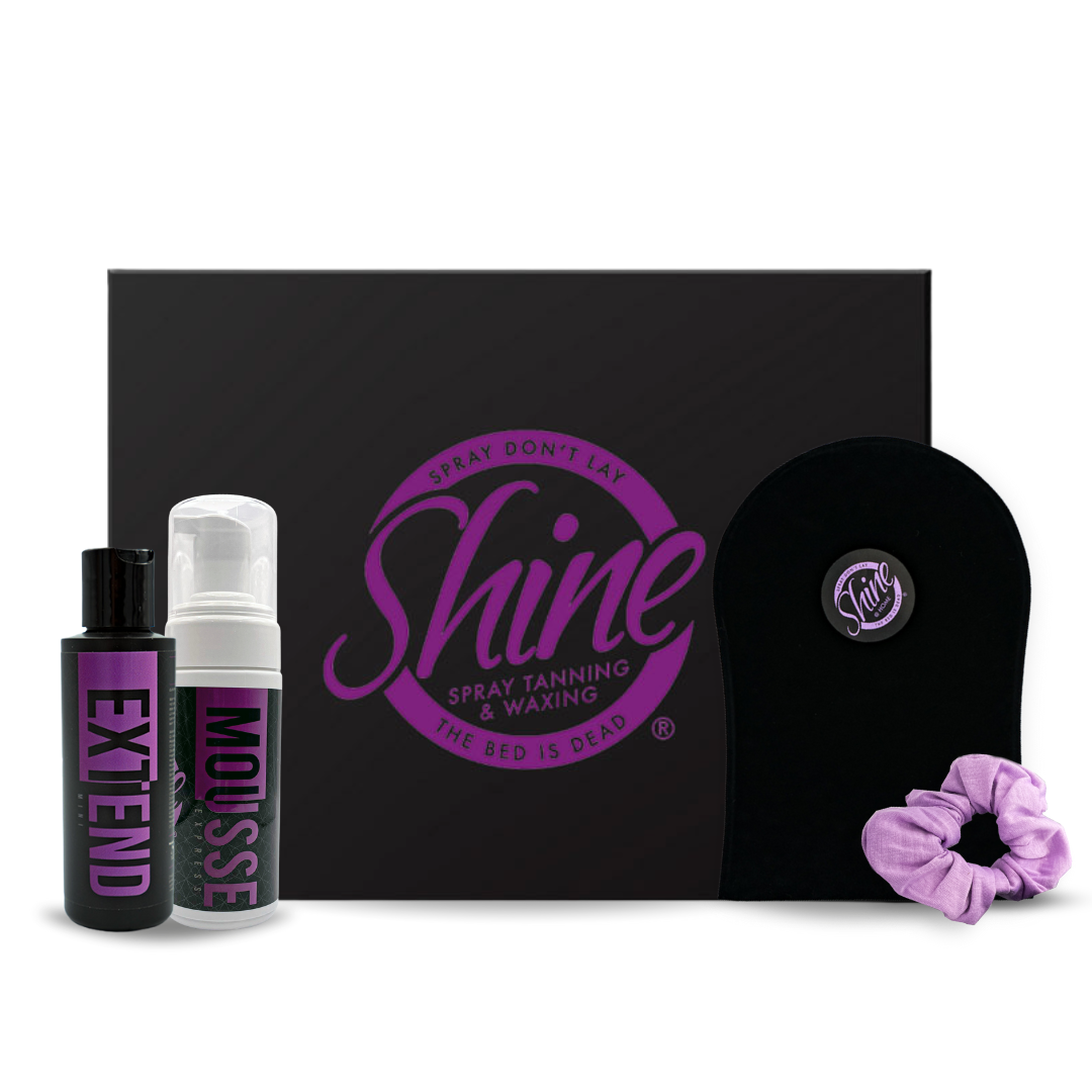 Shine at home self tanning quarterly subscription box for the perfect sunless tan.